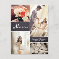 Collage de Fotos de Boda Rústica Francesa "Gracias