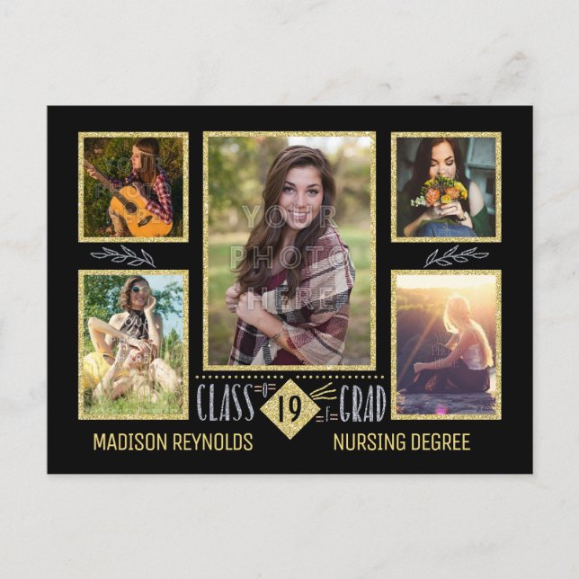 Postal De Anuncios Collage de fotos de graduación de escuela secundar (Anverso)
