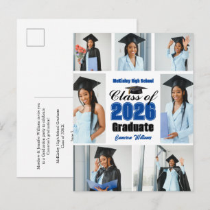 Postal De Anuncios Collage de fotos de graduación de la Clase Azul de
