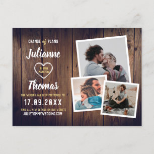 Postal De Anuncios Collage de fotos de madera rústica elegante cambio