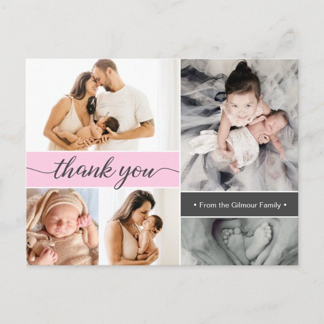 Postal De Anuncios Collage de fotos de nacimiento de bebé de segundo  (Anverso)