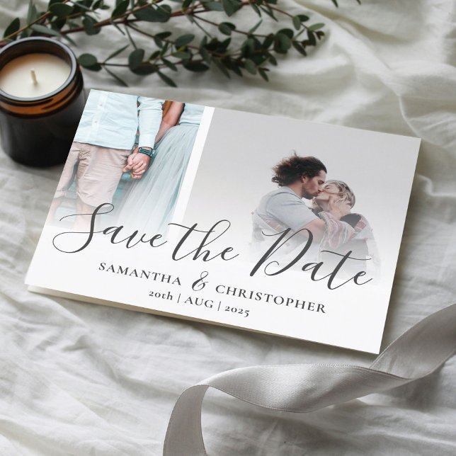 Postal De Anuncios Collage de fotos elegante con script para guardar  (Subido por el creador)