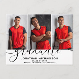 Postal De Anuncios Collage de Fotos Moderno 3 Fotos Graduación