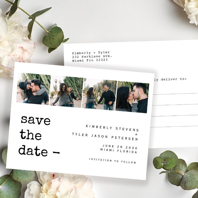 Postal De Anuncios Collage de fotos moderno para boda save the date (Subido por el creador)
