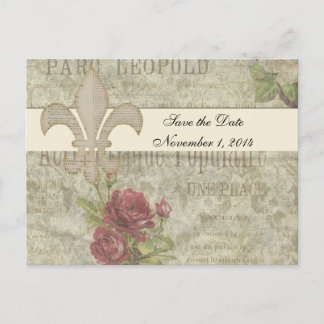 Postal De Anuncios Collage Francés Vintage para Guardar la Fecha