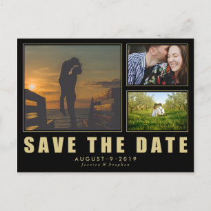 Postal De Anuncios Collage Save The Date 3 Photo Moderne Postcard