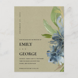 POSTAL DE ANUNCIOS COLOR DE AGUA AZUL DE ORO AZUL DE KRAFT AHORRA LA