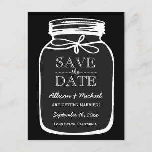 Postal De Anuncios Color del Personalizado Mason Jar Guardar el Boda