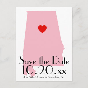 Postal De Anuncios Color Personalizado Alabama Save the Date