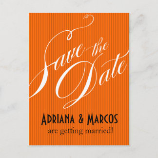 Postal De Anuncios Color Pop Pinstripe Save the Date | naranja