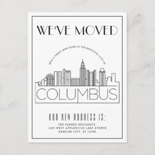 Postal De Anuncios Columbus, Ohio Deco Moderno   Cambio de Dirección