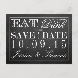 Postal De Anuncios Comer, beber y casarse Boda de Chalkboard