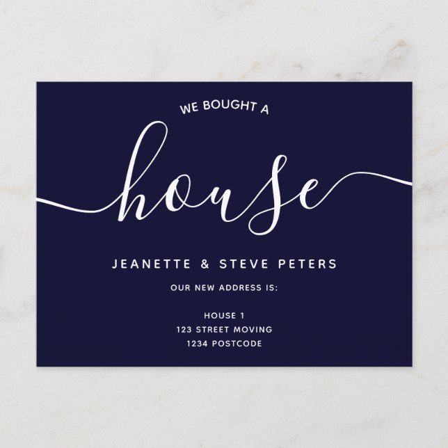 Postal De Anuncios Compramos una casa azul marino simple escritura mu (Anverso)