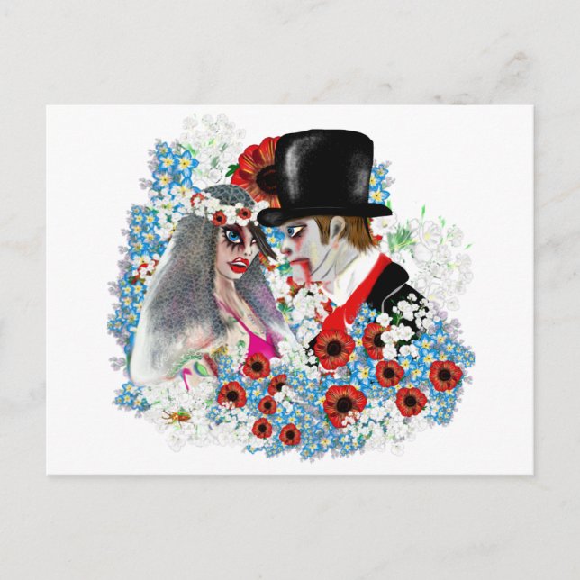 Postal De Anuncios Compromiso de novias y bodas zombis (Anverso)