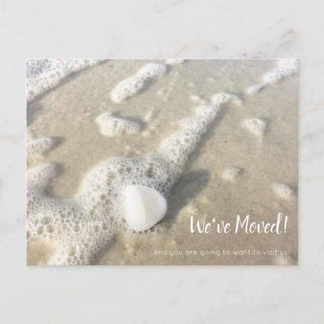 Postal De Anuncios Concha de mar en el océano Nos hemos mudado (Anverso)