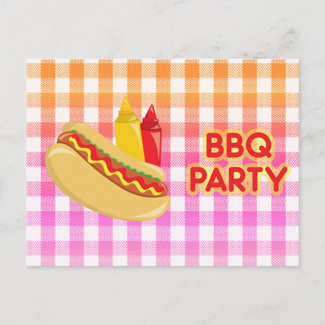 Postal De Anuncios Condimentos para Hot Dog en Fiesta de Barbacoa (Anverso)