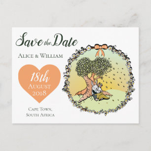 Postal De Anuncios Conejito De Boda En Colorido Lindo Save the Date