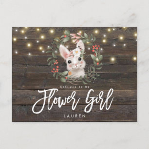 Postal De Anuncios conejito rústico floral será mi chica floral