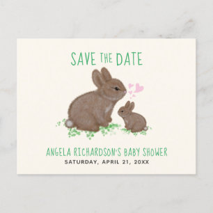 Postal De Anuncios Conejitos Adorables Baby Shower Guardar la Fecha