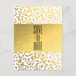 Postal De Anuncios Confeti Blanco y Dorado de Papel Aluminizado Glam