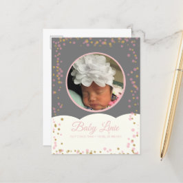 Postal De Anuncios Confeti de Nube Borde de Punto Bebé Gris Rosa
