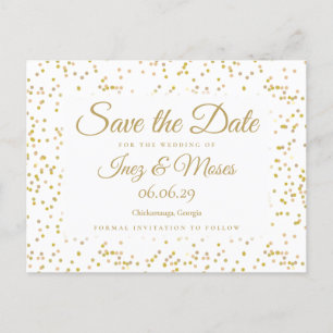Postal De Anuncios Confeti de polvo de oro Save the Date