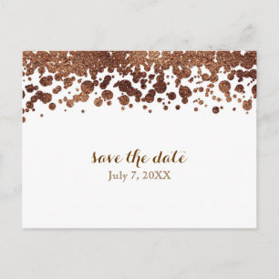 Postal De Anuncios Confeti de puntos blancos y bronce Glamour Brillo