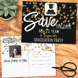 Postal De Anuncios Confeti Foto Personalizada Graduación Guardar la F