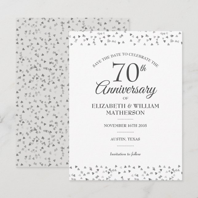 Postal De Anuncios Confetti de los 70 años salva la fecha (Anverso / Reverso)