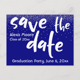 Postal De Anuncios Confetti plateado sobre la marina, salva la fecha 