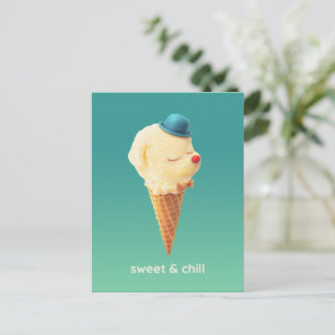 Postal De Anuncios Cono Dulce: Arte de Helado de Bichon Sonriente
