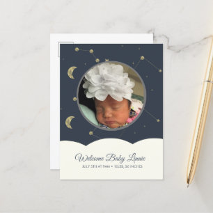 Postal De Anuncios Constelación de Nubes Falso Oro Azul Bebé