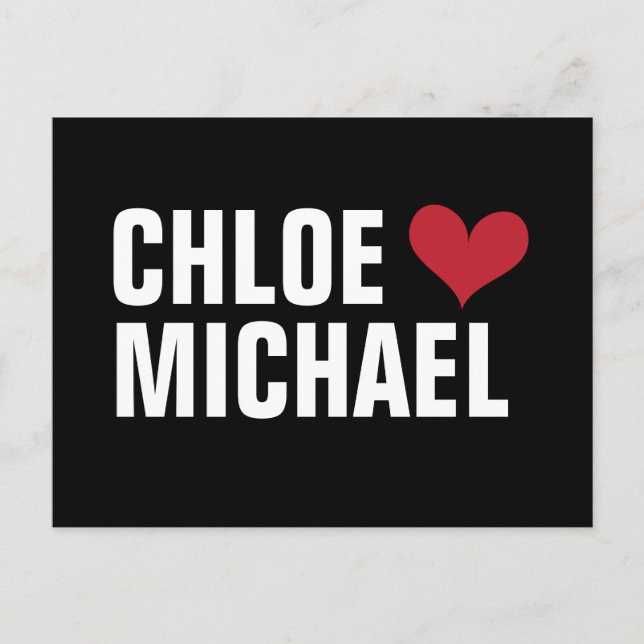 Postal De Anuncios - corazón con nombres (negro/rojo) (Anverso)