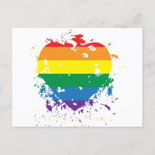 Postal De Anuncios Corazón de bandera arco iris del Orgullo Gay