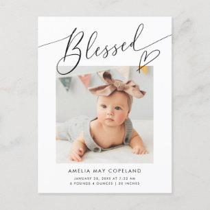 Postal De Anuncios Corazón de bebé minimalista bendito foto nacimient