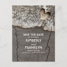 Postal De Anuncios Corazón de Madera Rústica Rama de Árbol Save the D