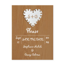 Corazón de papel en madera boda Save the Date