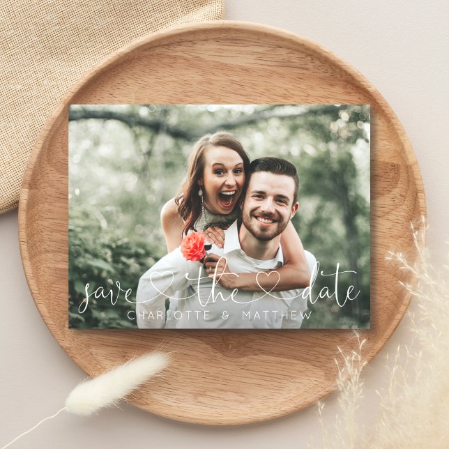 Postal De Anuncios Corazón moderno SALVAR LA FECHA con FOTO (Subido por el creador)