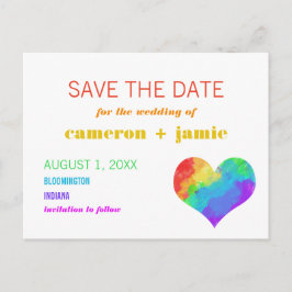 Postal De Anuncios Corazón Pintura Arcoíris Gay Lesbiana Salva la Fec