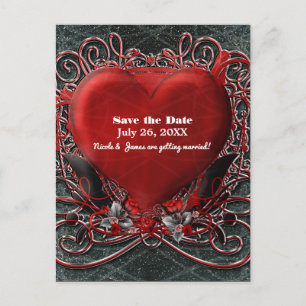 Postal De Anuncios Corazón Rojo y Rosas Gótico San Valentín Salva La