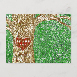 Postal De Anuncios Corazón tallado en árbol