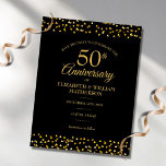 Postal De Anuncios Corazones de oro de 50 años salvan la fecha<br><div class="desc">Diseñado para coordinar con nuestra colección de corazones dorados de 50 años. Con moda de oro,  los corazones confetti. Personalice su especial aniversario de oro de cincuenta años ahorre los detalles de la fecha en tipografía elegante. Diseñado por Thisisnotme©</div>