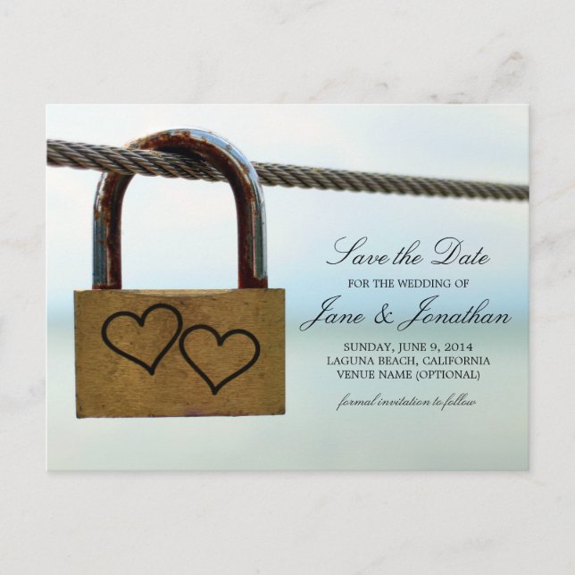 Postal De Anuncios Corazones en Cierre de Bodas Save the Date (Anverso)