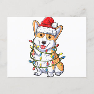 Postal De Anuncios Corgi Santa Luces del Árbol de Navidad Regalos de