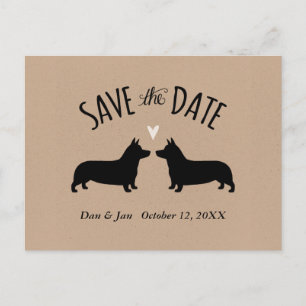 Postal De Anuncios Corgi Silhouettes Wedding Save the Date