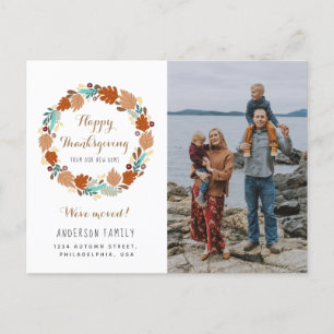 Postal De Anuncios Corona de Otoño de Acción de Gracias Foto Navideña