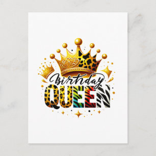 Postal De Anuncios Corona de reina de cumpleaños safari