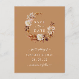 Postal De Anuncios Corona de Terracota de Otoño Save the Dates para B
