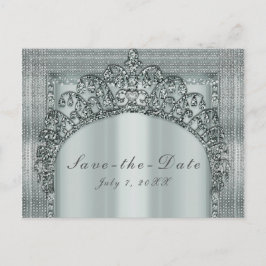 Postal De Anuncios Corona de Tiara de Plata y Brillo de Diamante Save