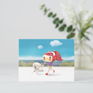 Postal De Anuncios Corriendo con perro a orillas del mar